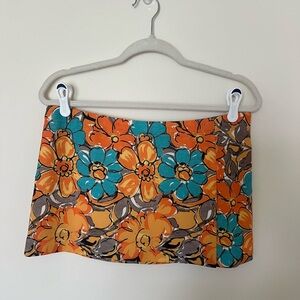Miaou Micro Mini Skirt in Parisian Flower Orange | Size M
